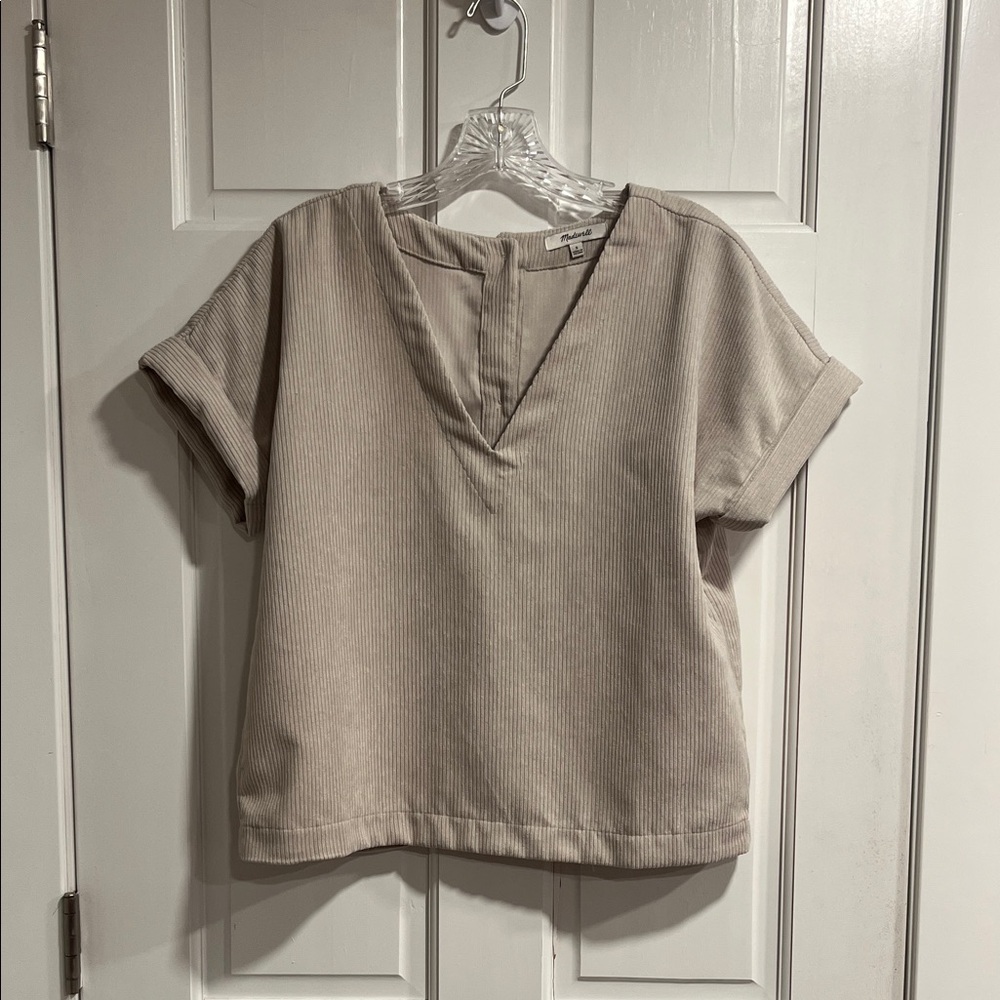 Madewell Collette Button Back Top in Khaki Corduroy Size Small
